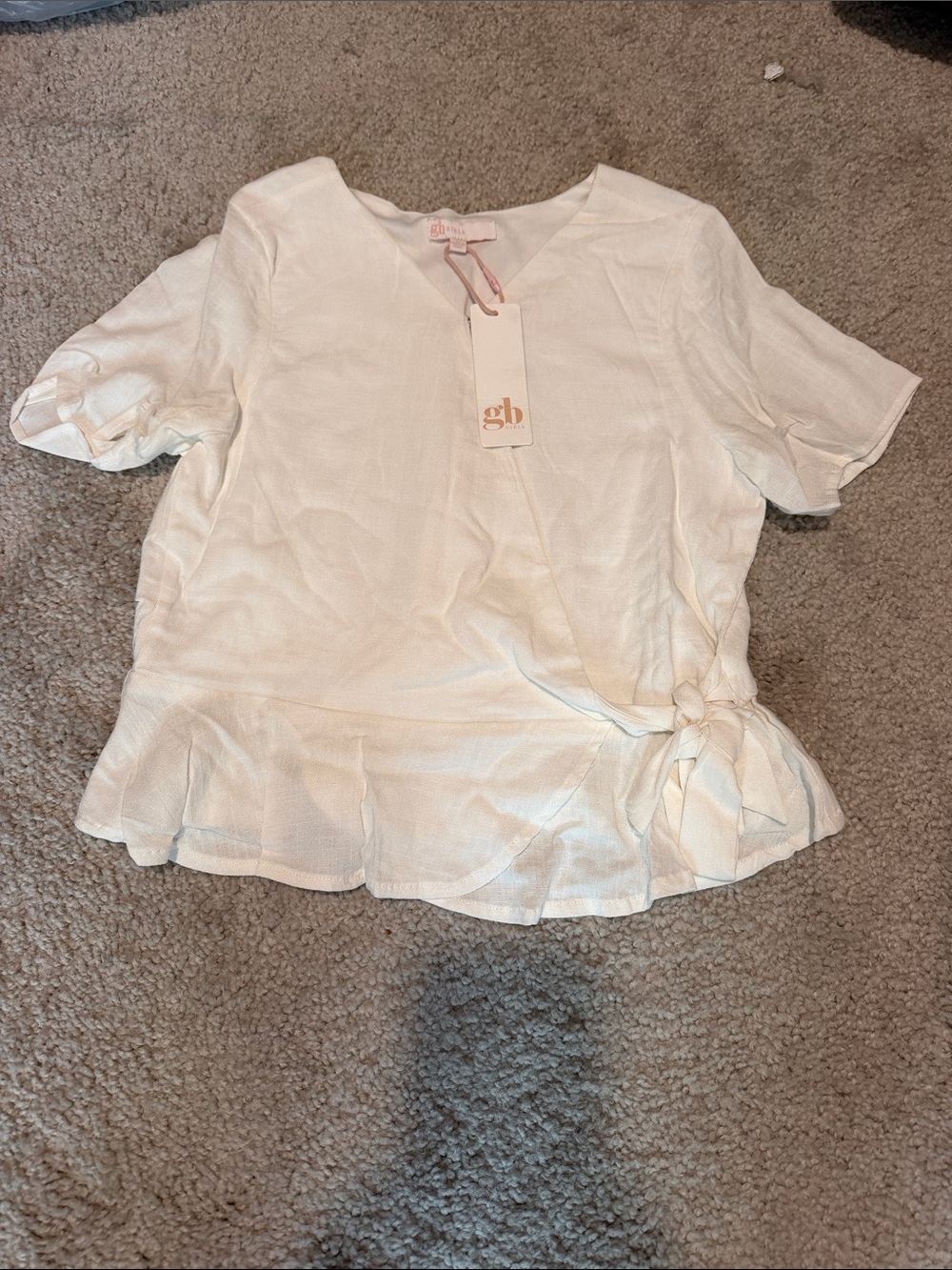 Gianni Bini Girls Cream Wrap Peplum Top